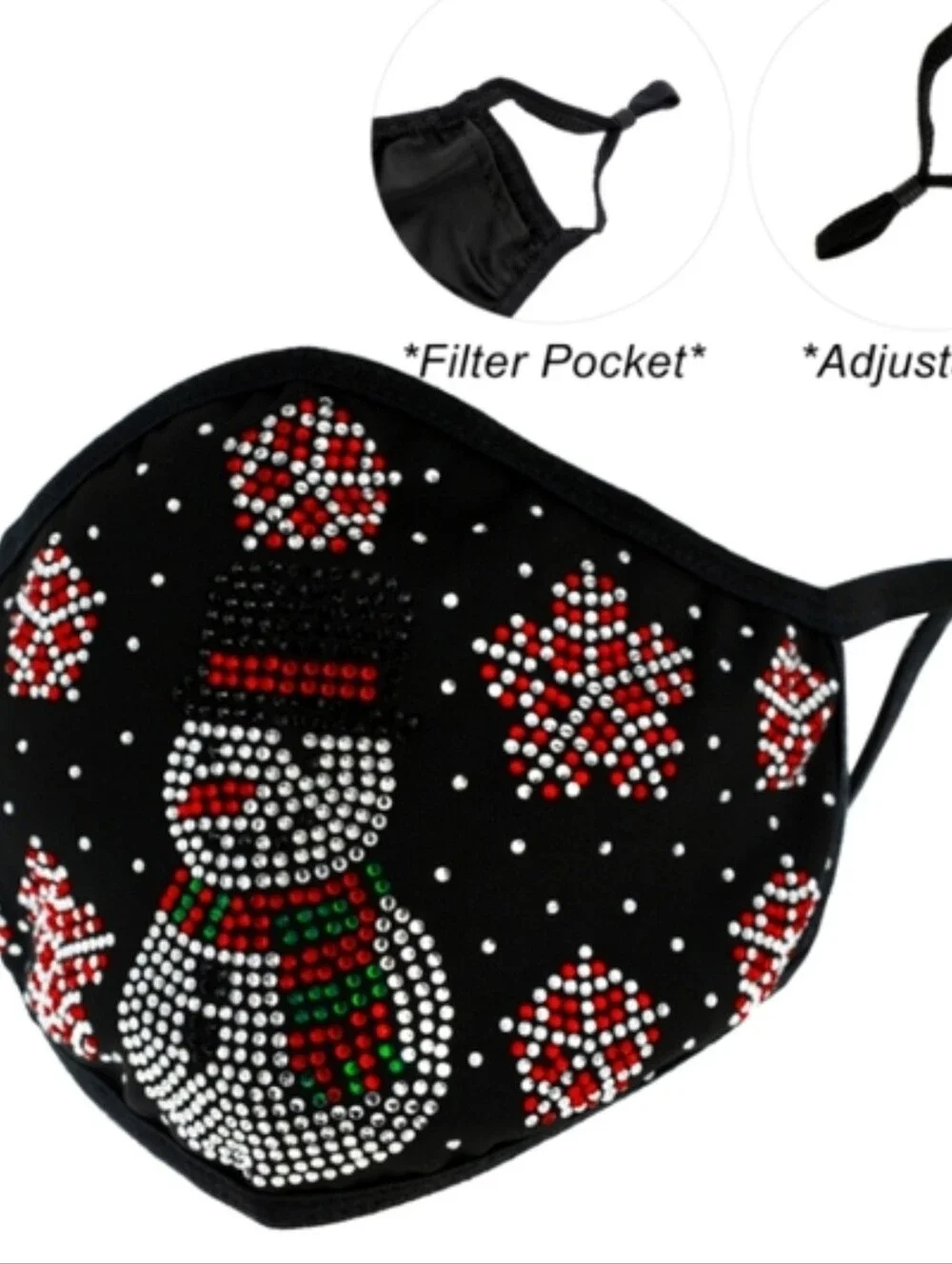 Beloved Millinery Snowman Bling Face Nose Mouth Heat Pocket Smoke Filter Air Msk
